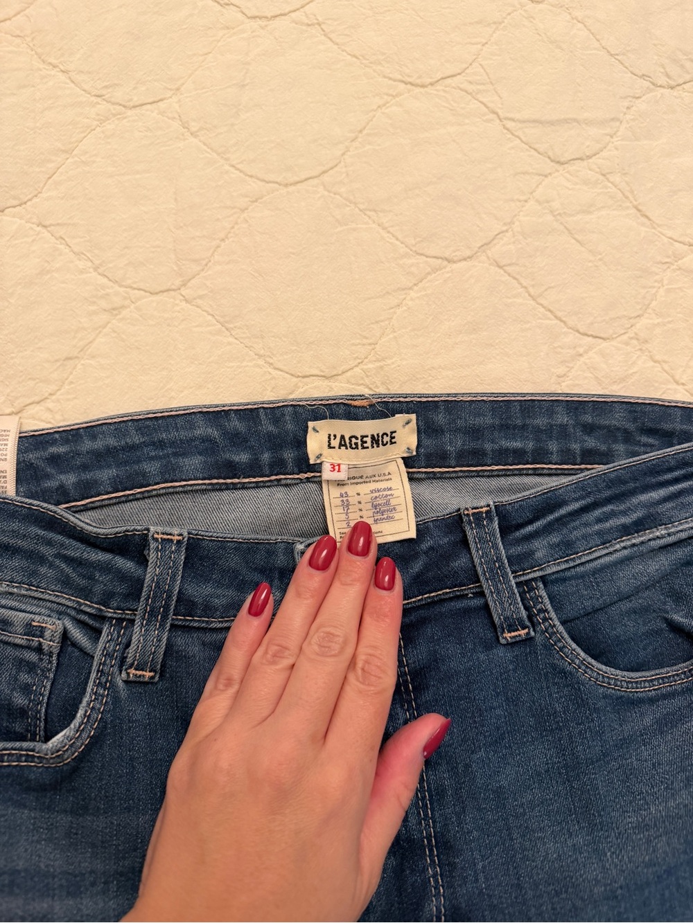 L'AGENCE Women's Dark Blue Denim Jeans with High Waist